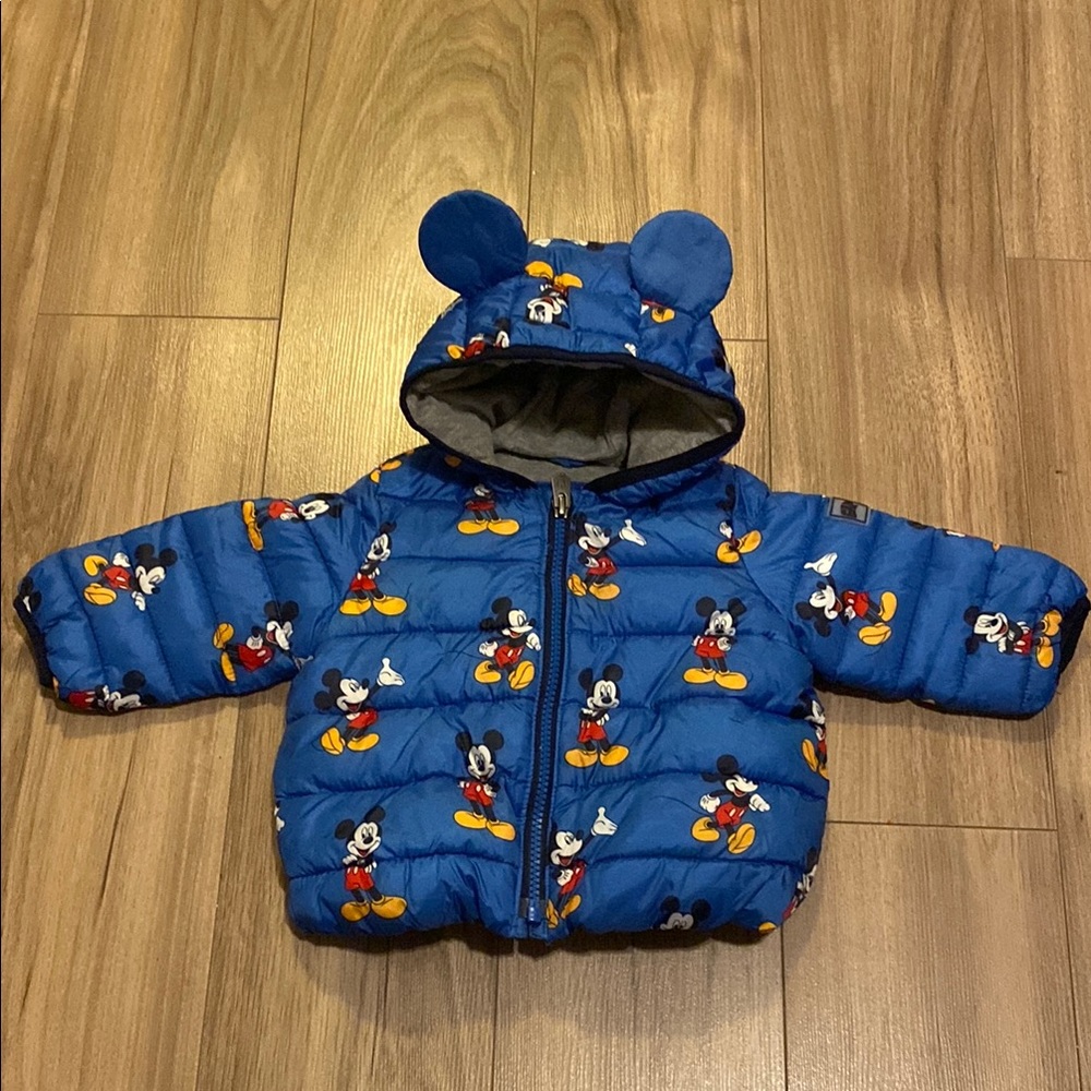 Disney Blue Mickey Mouse Puffer Jacket